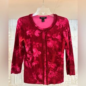 White House Black Market Floral Pattern Sweater Cardigan Size Small (S)